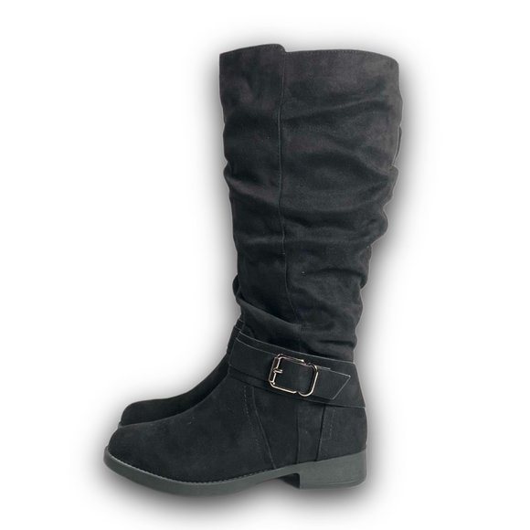 Unr8ted, Darius, Black Knee High Boot, Wide Calf, Round Toe, Buckle, Size 7.5 W - Picture 3 of 15